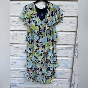 KS Collection 90s Y2K Fairycore Floral Tiered Flowy Friends Midi Sheer Dress 12